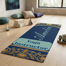 Yoga Instruktör Marinblå Teal |Guld Ornamentala Bl