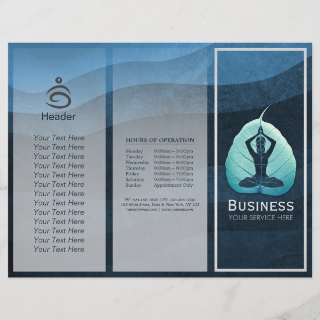 YOGA Instruktör Meditation Pose Bodhi Löv TriFold (Framsida)