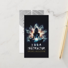Yoga instruktör meditation pose glödande dimma lot tidsbeställning kort