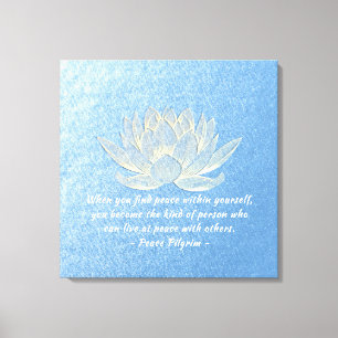 YOGA Instruktör Meditation Quote Blue Guld Lotus Canvastryck