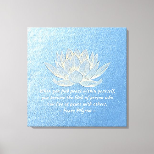 YOGA Instruktör Meditation Quote Blue Guld Lotus Canvastryck (Framsida)