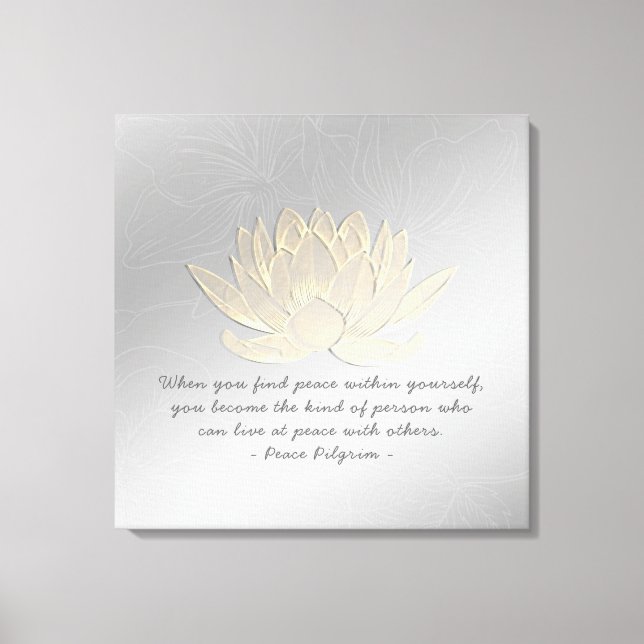 YOGA Instruktör Meditation Quote Silver Guld Lotus Canvastryck (Framsida)