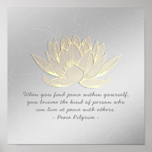 YOGA Instruktör Meditation Quote Silver Guld Lotus Poster