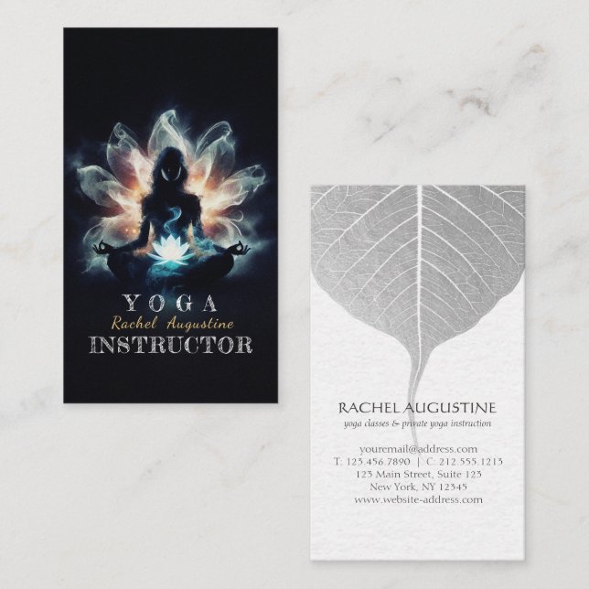 Yoga instruktör meditation ställning Glödande dimm Visitkort (Fram/baksida)