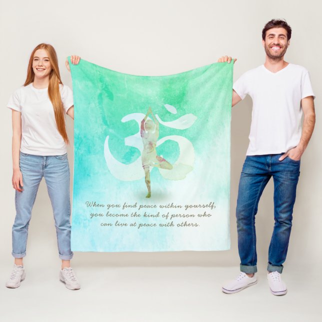 YOGA-instruktör Meditation Träd Pose Om-signatärci Fleecefilt (På plats)