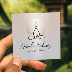 Yoga Instruktör Modern Guld Circle Elegant Silver Fyrkantigt Visitkort