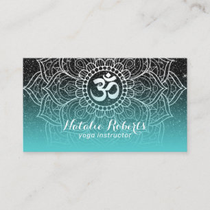 Yoga-instruktör Modern Teal Black Glitter Mandala Visitkort