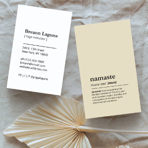 Yoga-instruktör Namaste Beige Minimalist Modern Visitkort