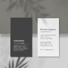 Yoga-instruktör Namaste minimalistisk svart modern Visitkort