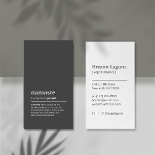 Yoga-instruktör Namaste minimalistisk svart modern Visitkort