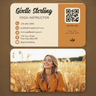 Yoga Instruktör QR-kod Foto Visitkort
