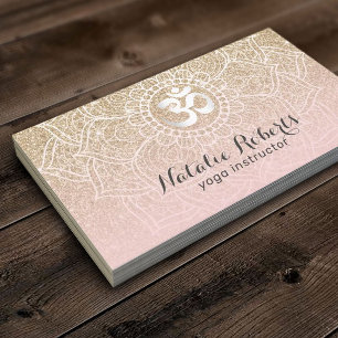 Yoga Instruktör Rosa Guld Glitter Blommigt Mandal Visitkort