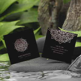 Yoga Instruktör Rose Gold Glitter Mandala Fyrkantigt Visitkort