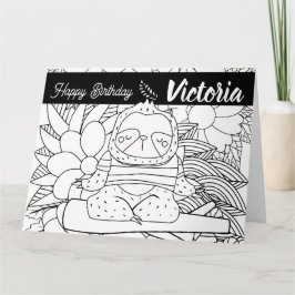 Yoga Instruktör Seng Birthday Blommig Färgning Kort