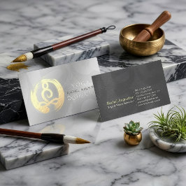 Yoga Instruktör Silver Guld Meditation Pose ZEN OM Visitkort