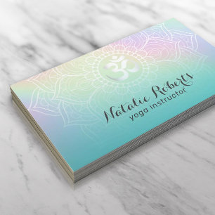 Yoga Instruktör Teal Holographic Mandala Visitkort