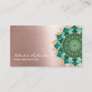 Yoga-instruktör Turquoise Ro Guld Mandala Flower Visitkort