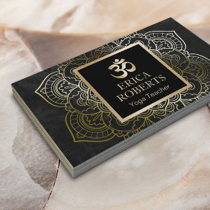Yoga Instruktör Vintage Guld Mandala & Om Tecken Visitkort