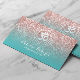 Yoga-instruktören Ro Guld-Glitter Teal Mandala Visitkort