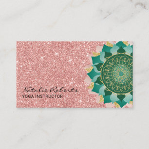 Yoga-instruktören Teal Ro Guld Glitter Mandala Visitkort