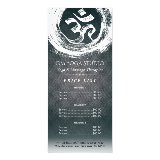 YOGA-instruktörens Prisa listkalligrafi OM ZEN-sig Reklamkort (Framsidan)