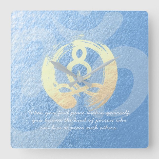 Yoga InstruktörsMeditation Pose Zen OM Tecken cita Fyrkantig Klocka (Framsida)