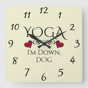 Yoga jag är nere, Hund Wall Clock Fyrkantig Klocka
