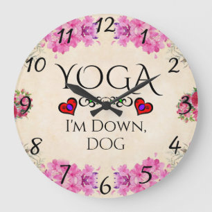 Yoga jag är nere, Hund Wall Clock Stor Klocka