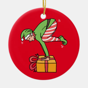 Yoga jul Elf Pose Julgransprydnad Keramik
