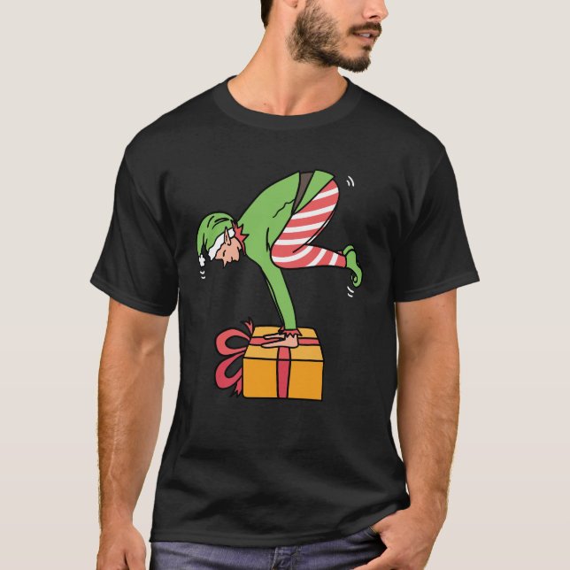 Yoga jul Elf Pose T Shirt (Framsida)