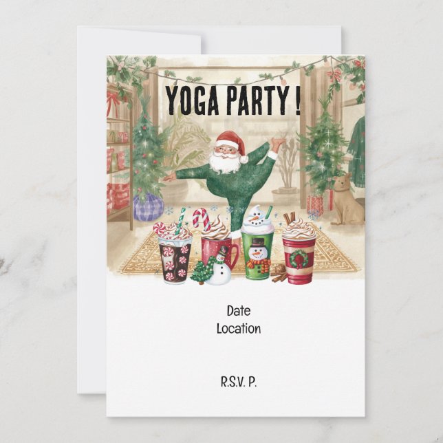 Yoga jul Jultomten instruktör Inbjudningar (Framsida)