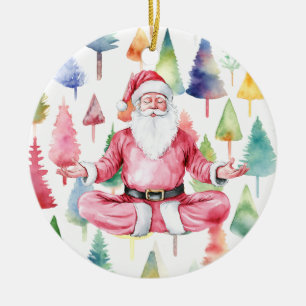 Yoga jul Jultomten som pockar Yoga Helgdag Julgransprydnad Keramik