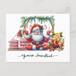 Yoga jul Santa Claus poserar Festinbjudan Helg Vykort