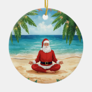 Yoga jul Santa Claus poserar Yoga Holiday Julgransprydnad Keramik