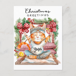 Yoga jultomten Cat Posing Party Helg Vykort