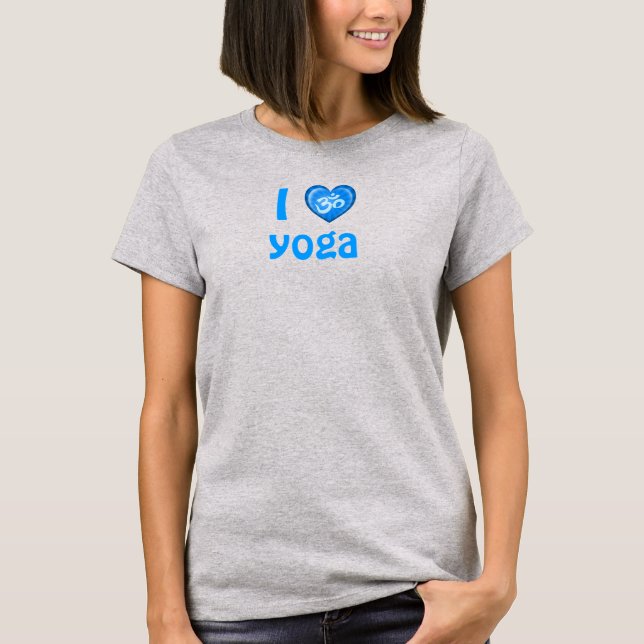 Yoga Kärlek Heart om Blue T Shirt (Framsida)