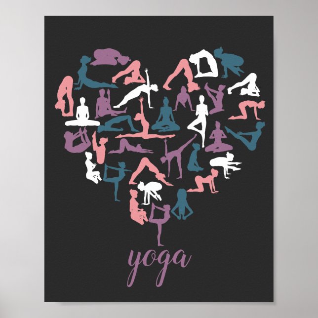 Yoga Kärlek Silhouettes Poster (Framsidan)