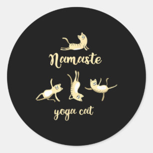 Yoga Katt Namaste Om Meditation Sport Meow Instrue Runt Klistermärke