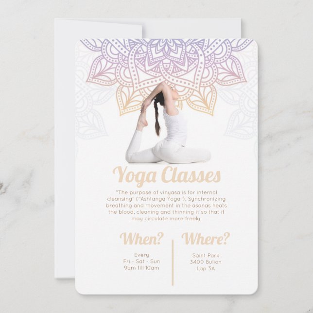 Yoga klassificerar inbjudan (Framsida)