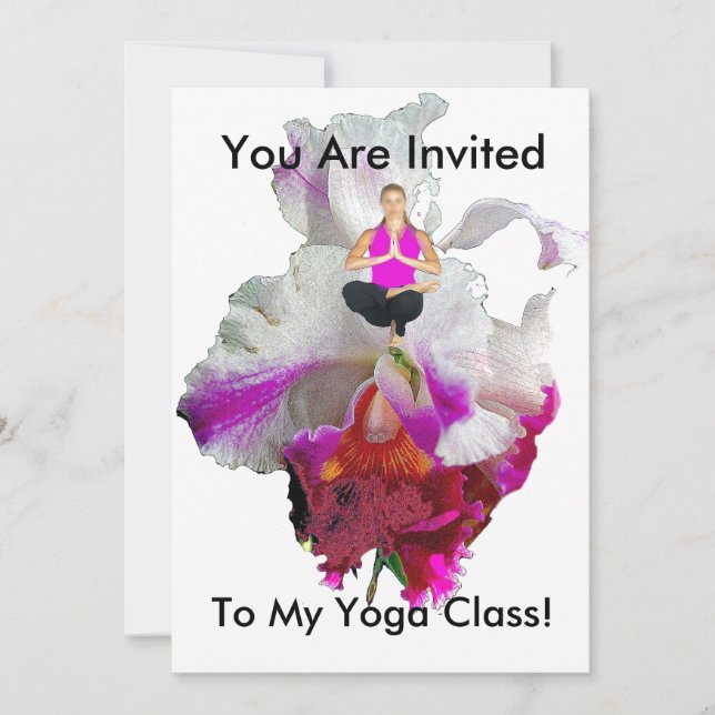 YOGA-KLASSINBJUDAN - YOGA POSTURE PÅ ORCHID INBJUDNINGAR (Framsida)
