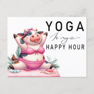 Yoga Ko är min lyckliga timme Kvinna poserar yoga Vykort