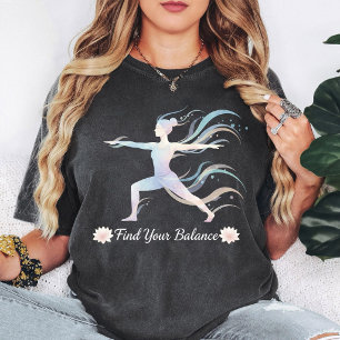 Yoga krigaryoga balanslotus vattenfärg design t shirt
