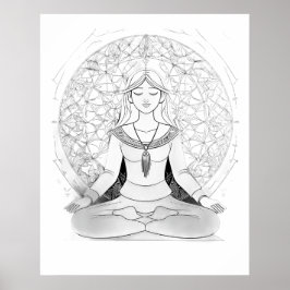 Yoga-kvinna i lotus position poster