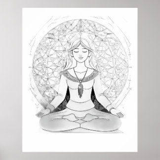 Yoga-kvinna i lotus position poster