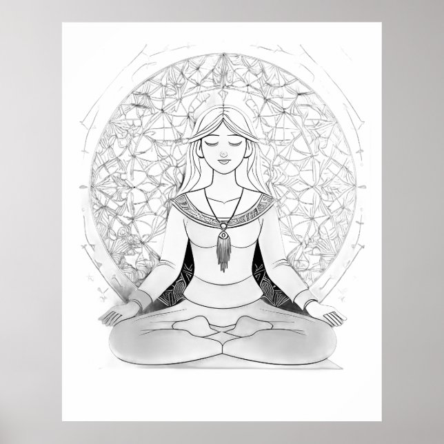 Yoga-kvinna i lotus position poster (Framsidan)