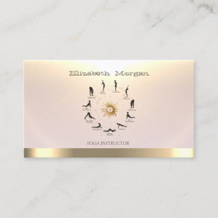 Yoga Kvinnor Silhuett Guld Sol Yoga Instruktör Visitkort