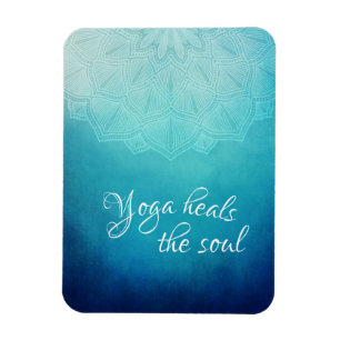 Yoga läker själen Text med blå Mandala Magnet