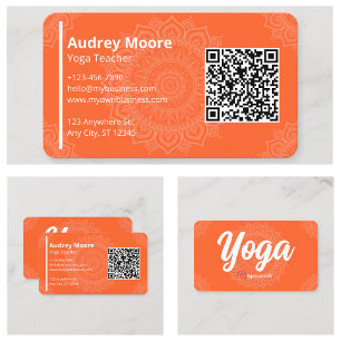 Yoga Lärar Mallar Mandala QR-kod Visitkort