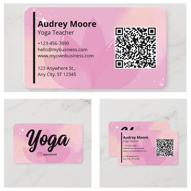 Yoga Lärar Mallar QR-kod Visitkort (Yoga Teacher Templates QR Code Business Card
)
