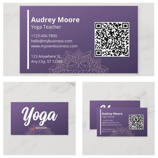 Yoga lärare Mandala Lila Visitkort (Yoga Teachers Mandala Purple Business Card
)